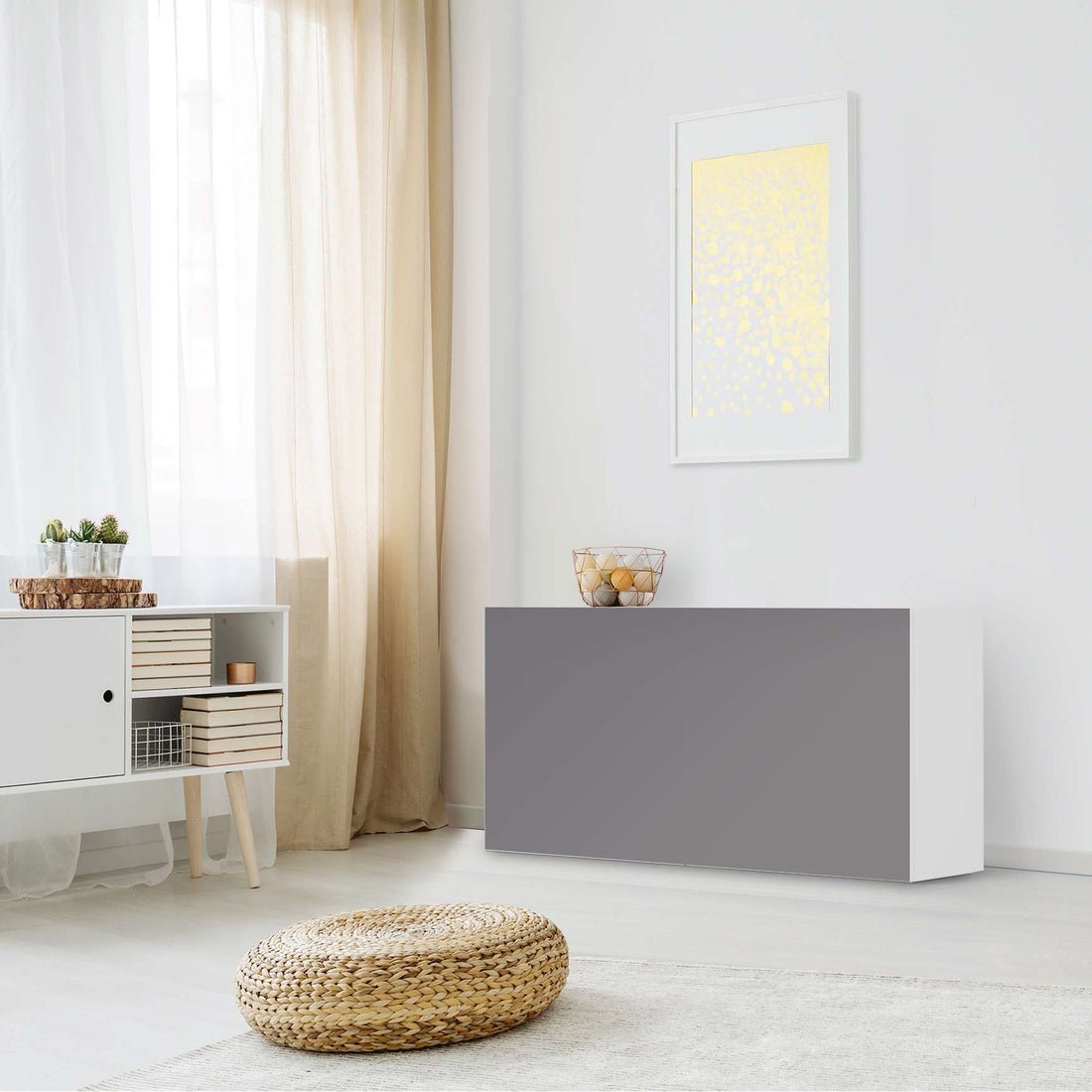 Folie für Möbel Grau Light - IKEA Besta Regal Quer 2 Türen - Wohnzimmer