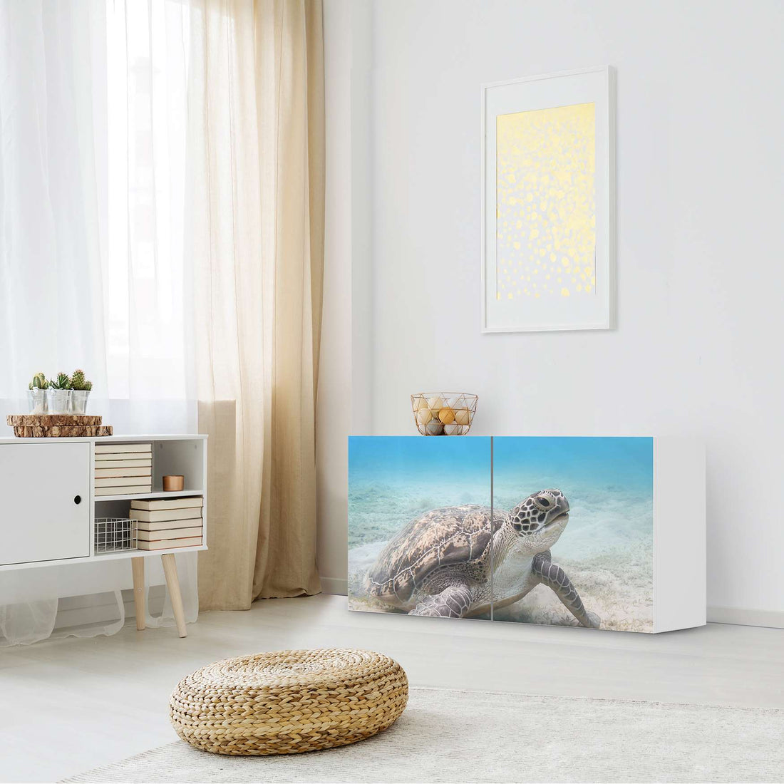 Folie für Möbel Green Sea Turtle - IKEA Besta Regal Quer 2 Türen - Wohnzimmer