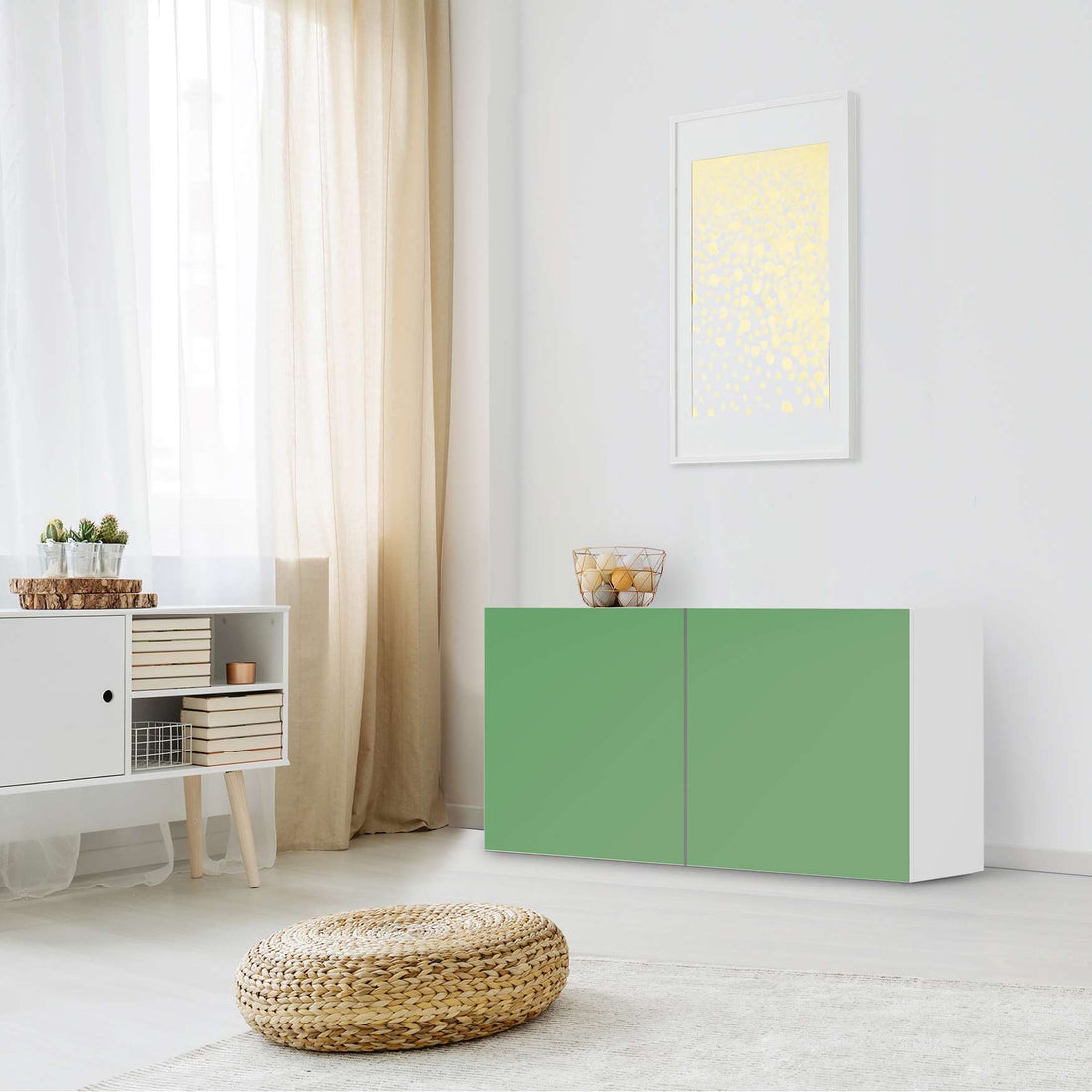 Folie für Möbel Grün Light - IKEA Besta Regal Quer 2 Türen - Wohnzimmer