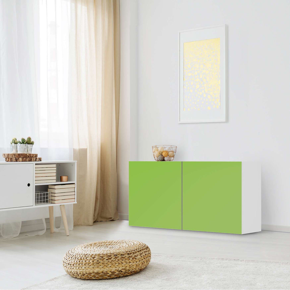Folie für Möbel Hellgrün Dark - IKEA Besta Regal Quer 2 Türen - Wohnzimmer