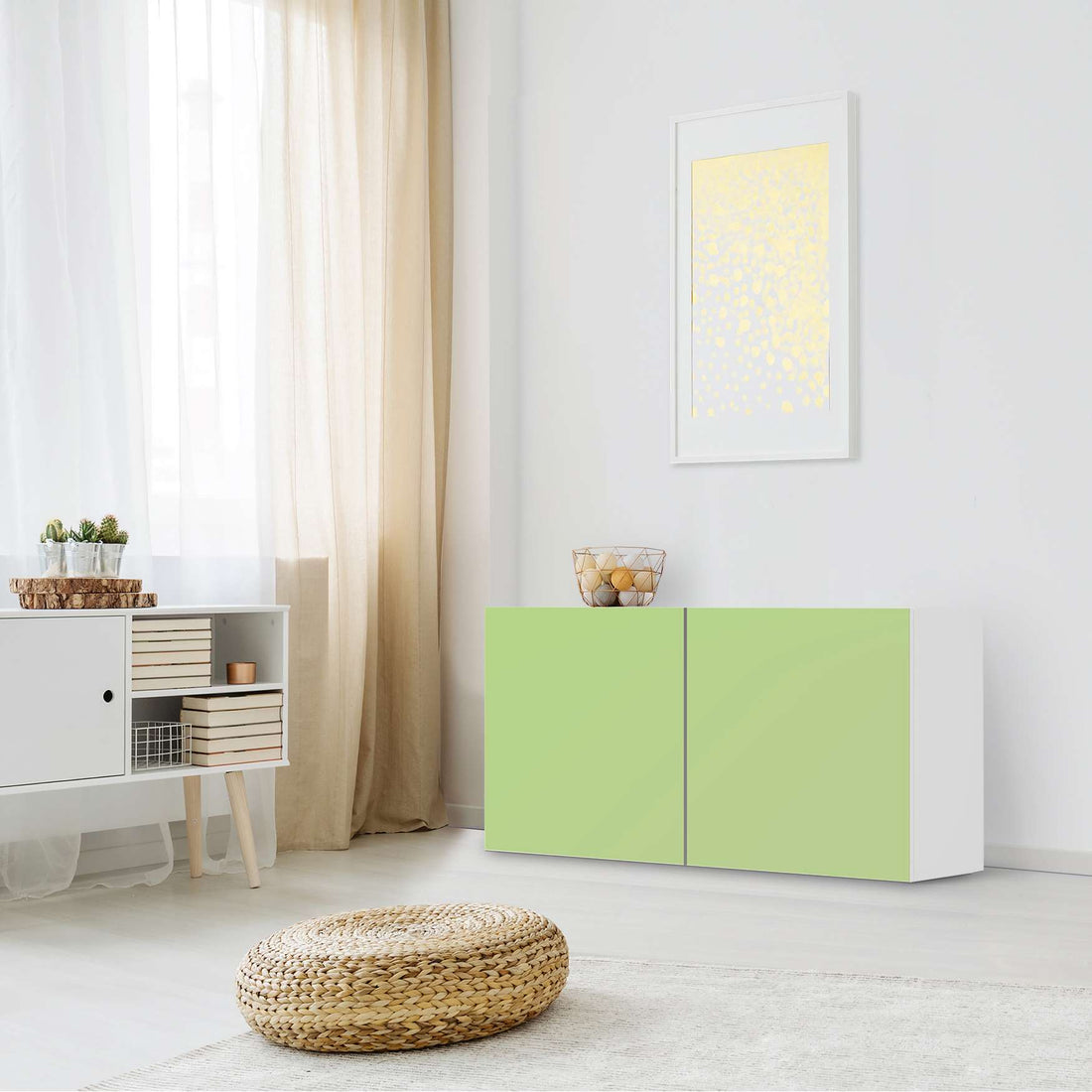 Folie für Möbel Hellgrün Light - IKEA Besta Regal Quer 2 Türen - Wohnzimmer