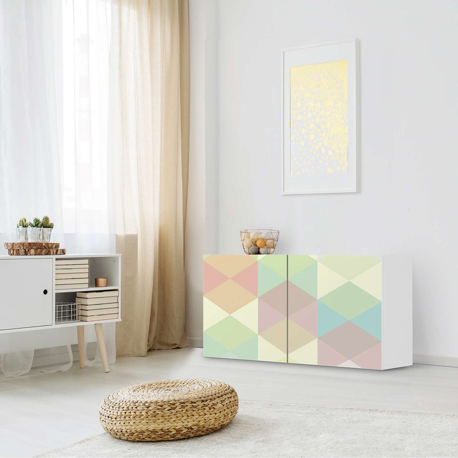 Folie für Möbel Melitta Pastell Geometrie - IKEA Besta Regal Quer 2 Türen - Wohnzimmer