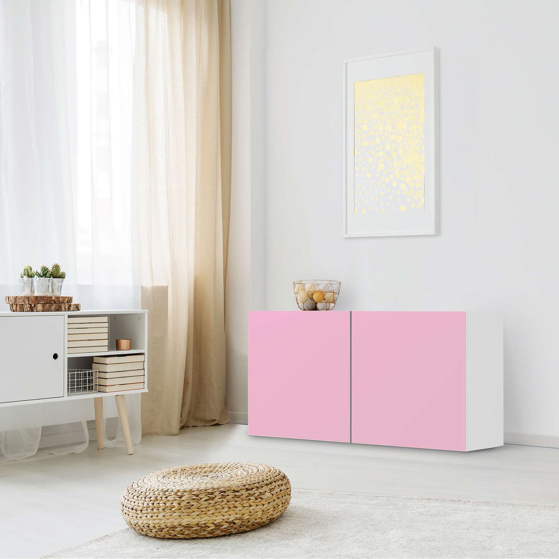 Folie für Möbel Pink Light - IKEA Besta Regal Quer 2 Türen - Wohnzimmer