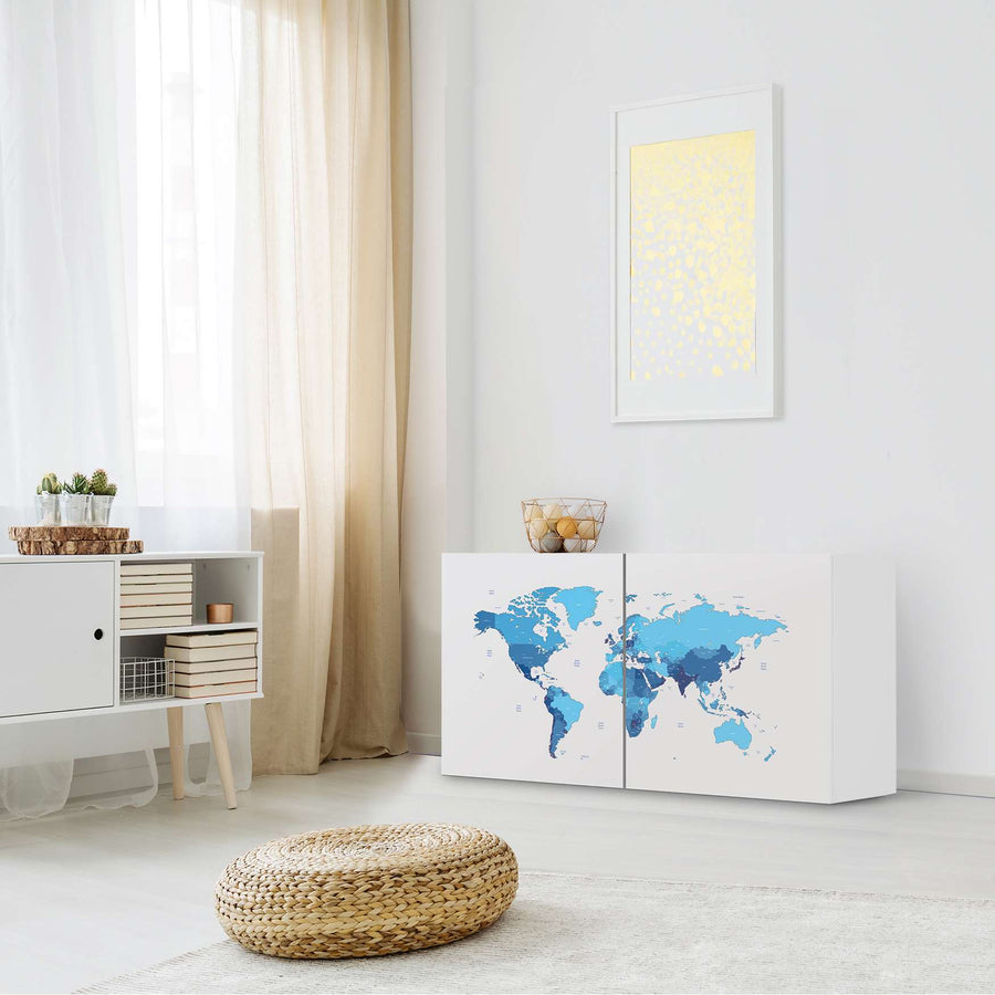 Folie für Möbel Politische Weltkarte - IKEA Besta Regal Quer 2 Türen - Wohnzimmer