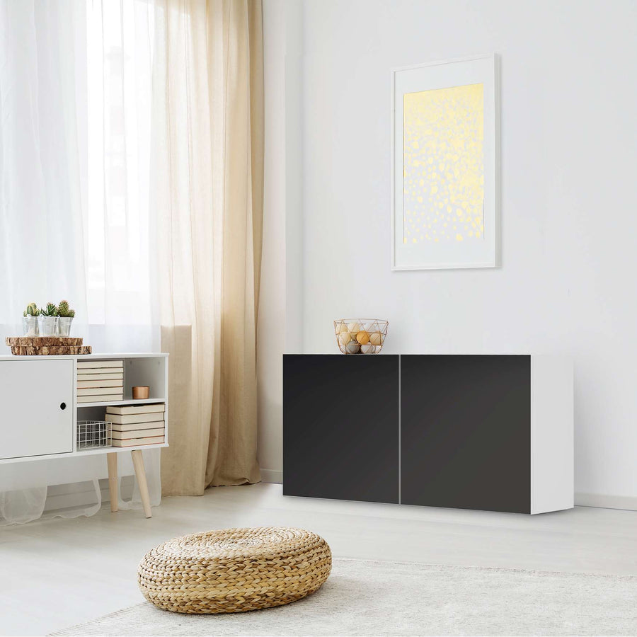 Folie für Möbel Schwarz - IKEA Besta Regal Quer 2 Türen - Wohnzimmer