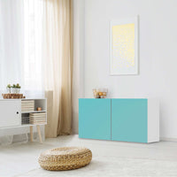 Folie für Möbel Türkisgrün Light - IKEA Besta Regal Quer 2 Türen - Wohnzimmer