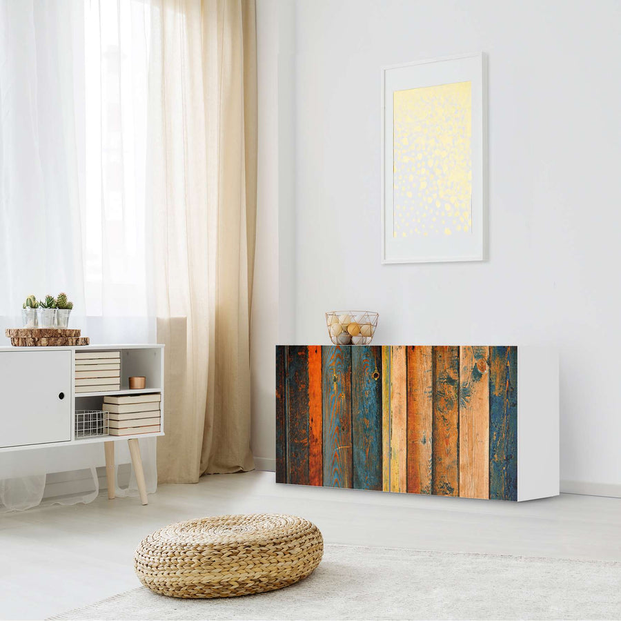 Folie für Möbel Wooden - IKEA Besta Regal Quer 2 Türen - Wohnzimmer