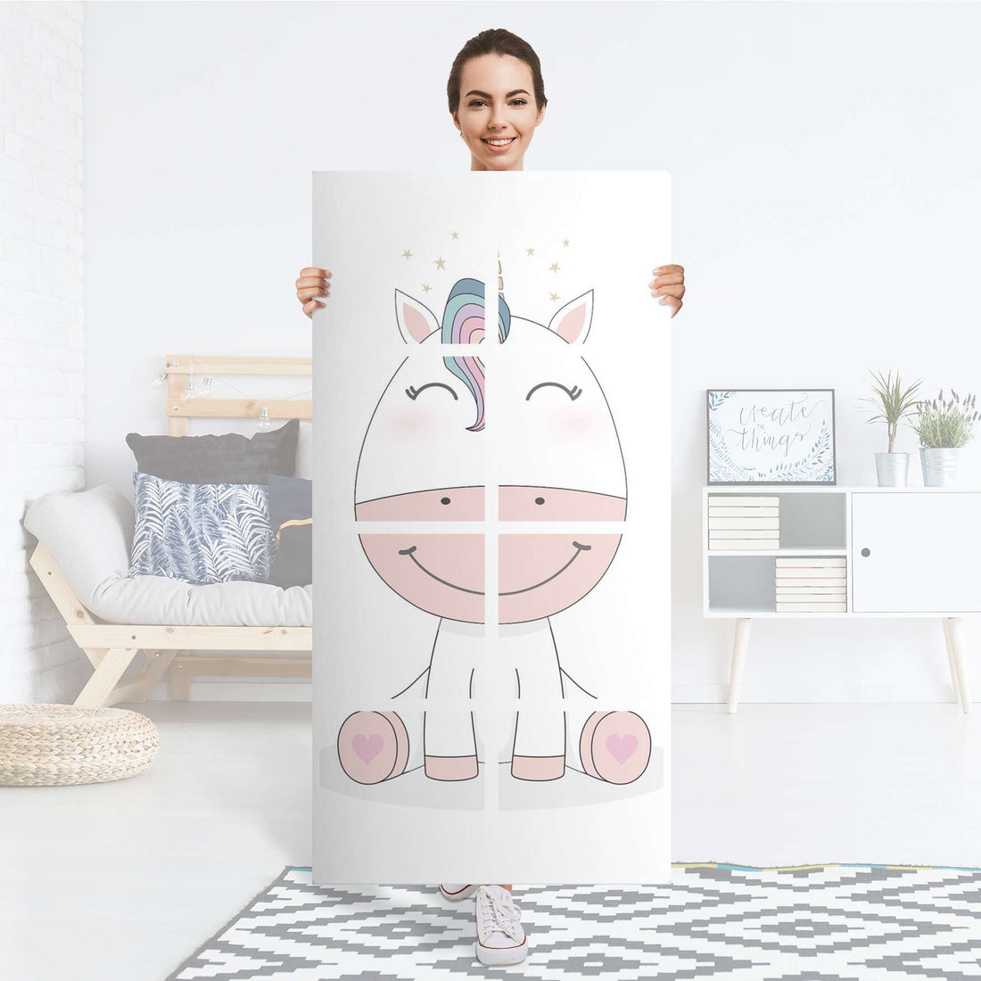 Folie für Möbel Baby Unicorn - IKEA Kallax Regal 8 Türen - Folie