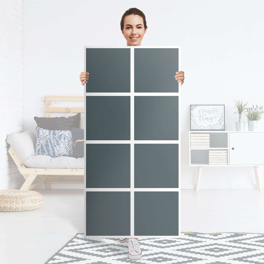 Folie für Möbel Blaugrau Light - IKEA Kallax Regal 8 Türen - Folie