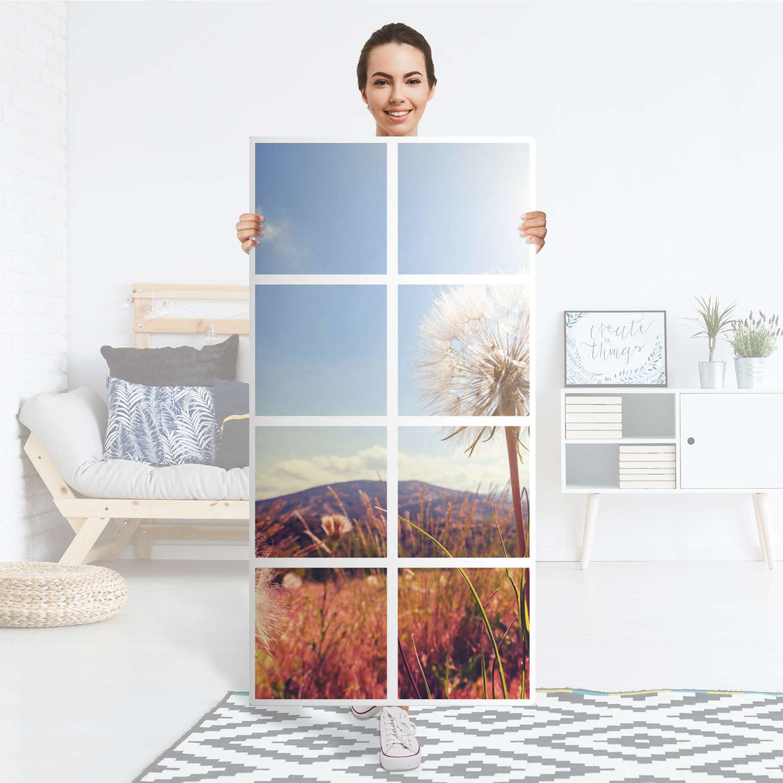 Folie für Möbel Dandelion - IKEA Kallax Regal 8 Türen - Folie