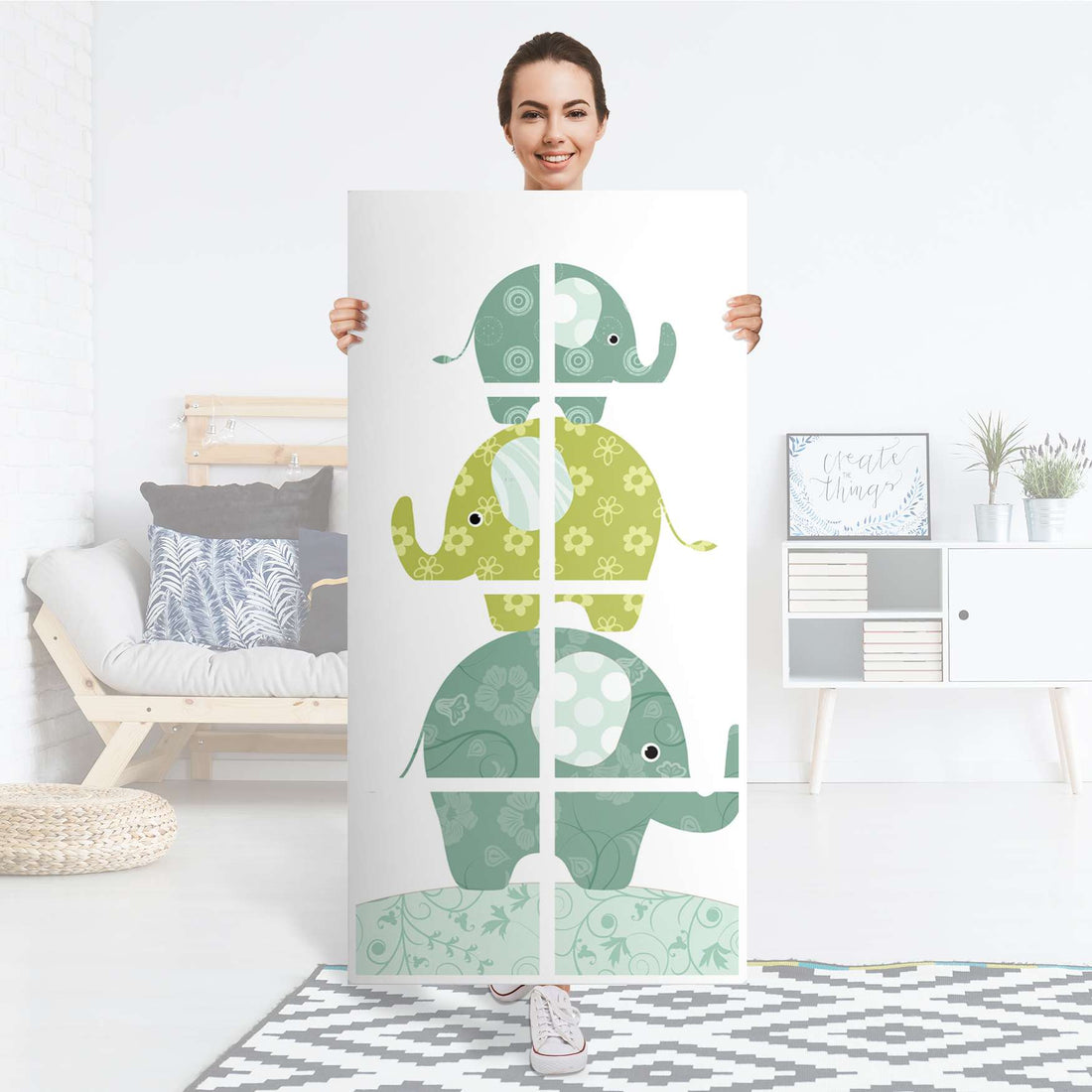 Folie für Möbel Elephants - IKEA Kallax Regal 8 Türen - Folie