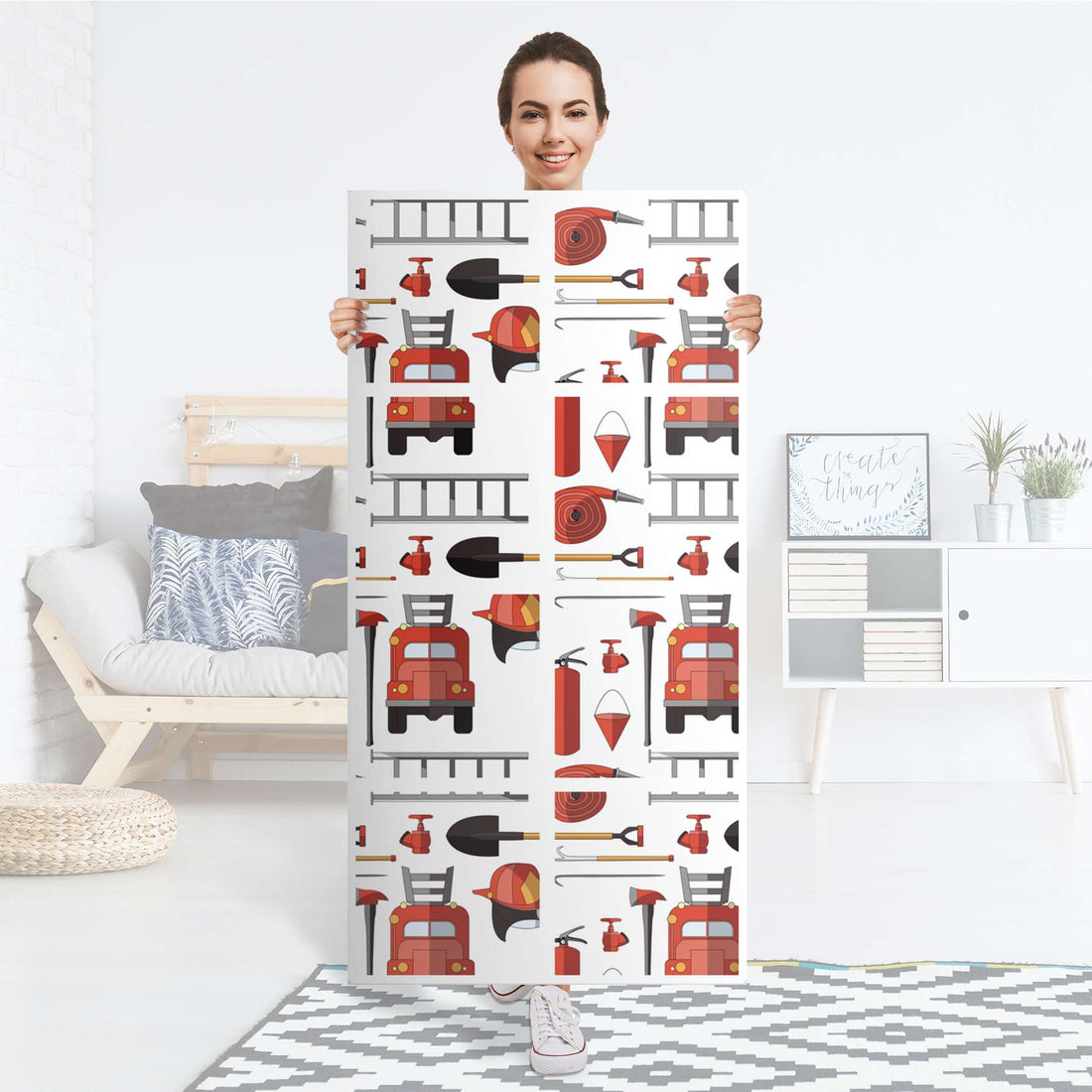 Folie für Möbel Firefighter - IKEA Kallax Regal 8 Türen - Folie