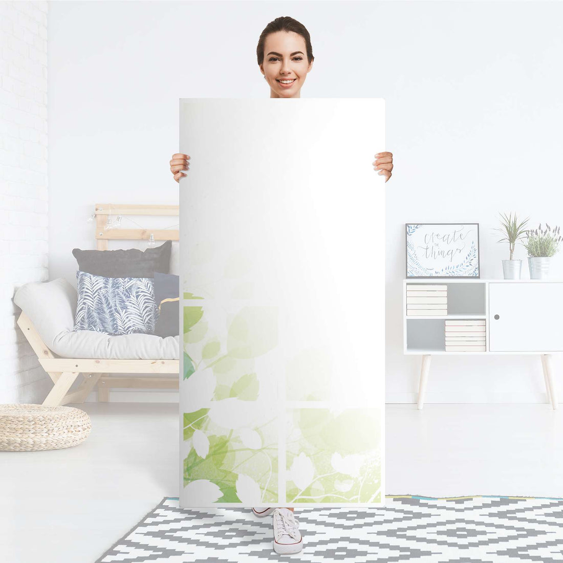 Folie für Möbel Flower Light - IKEA Kallax Regal 8 Türen - Folie