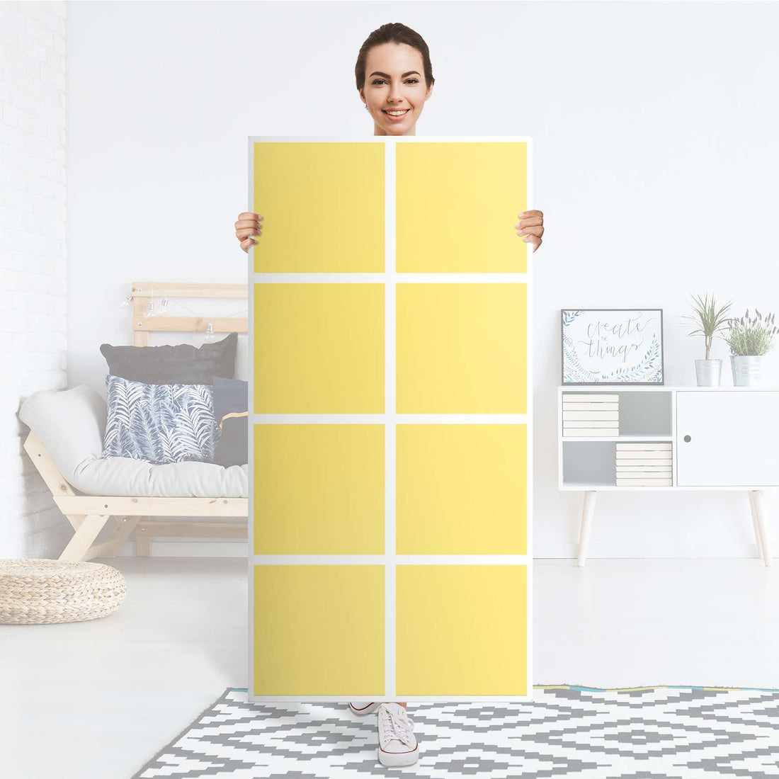 Folie für Möbel Gelb Light - IKEA Kallax Regal 8 Türen - Folie