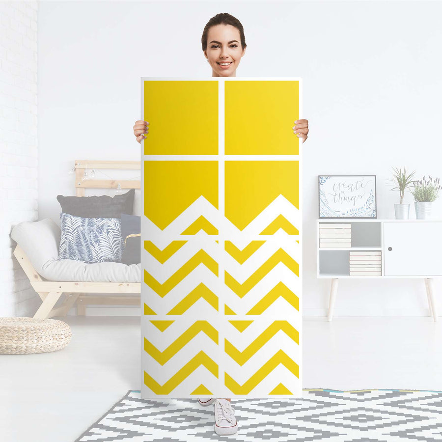 Folie für Möbel Gelbe Zacken - IKEA Kallax Regal 8 Türen - Folie