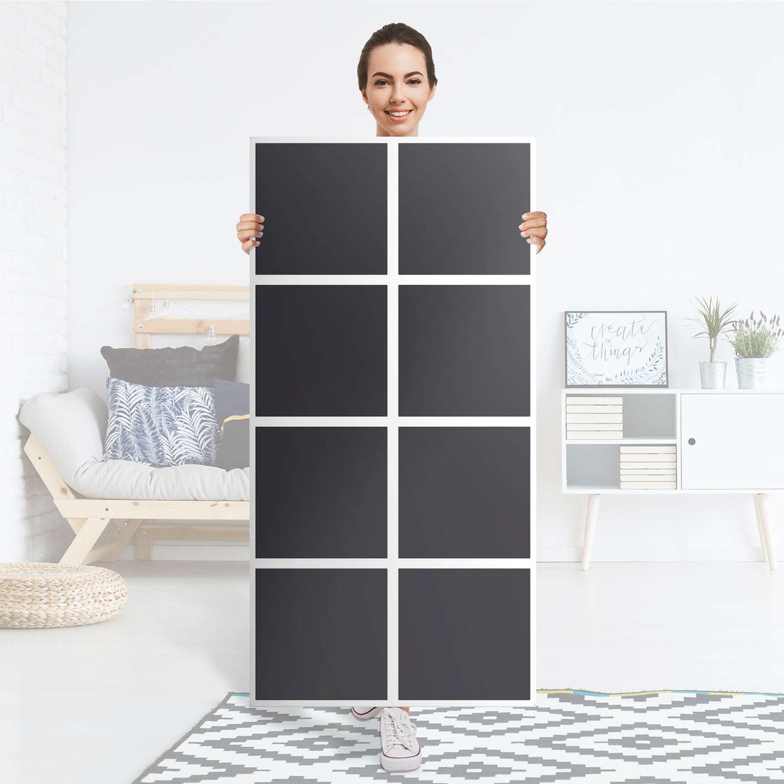 Folie für Möbel Grau Dark - IKEA Kallax Regal 8 Türen - Folie