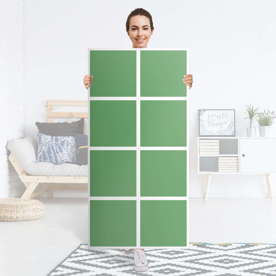 Folie für Möbel Grün Light - IKEA Kallax Regal 8 Türen - Folie
