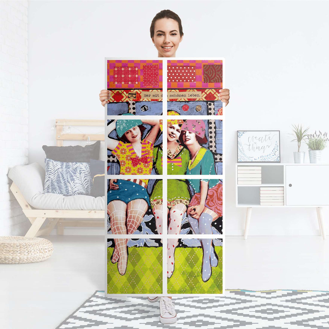 Folie für Möbel Her mit dem schönen Leben - IKEA Kallax Regal 8 Türen - Folie