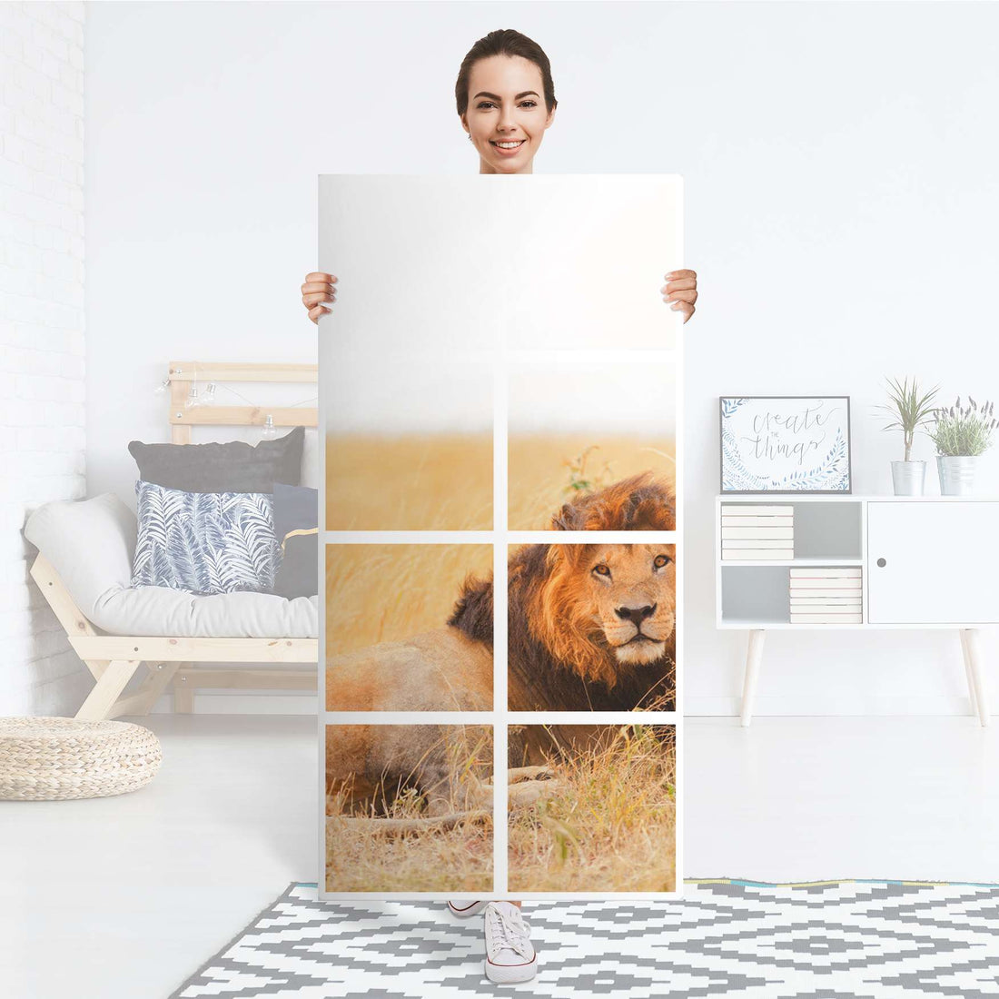 Folie für Möbel Lion King - IKEA Kallax Regal 8 Türen - Folie