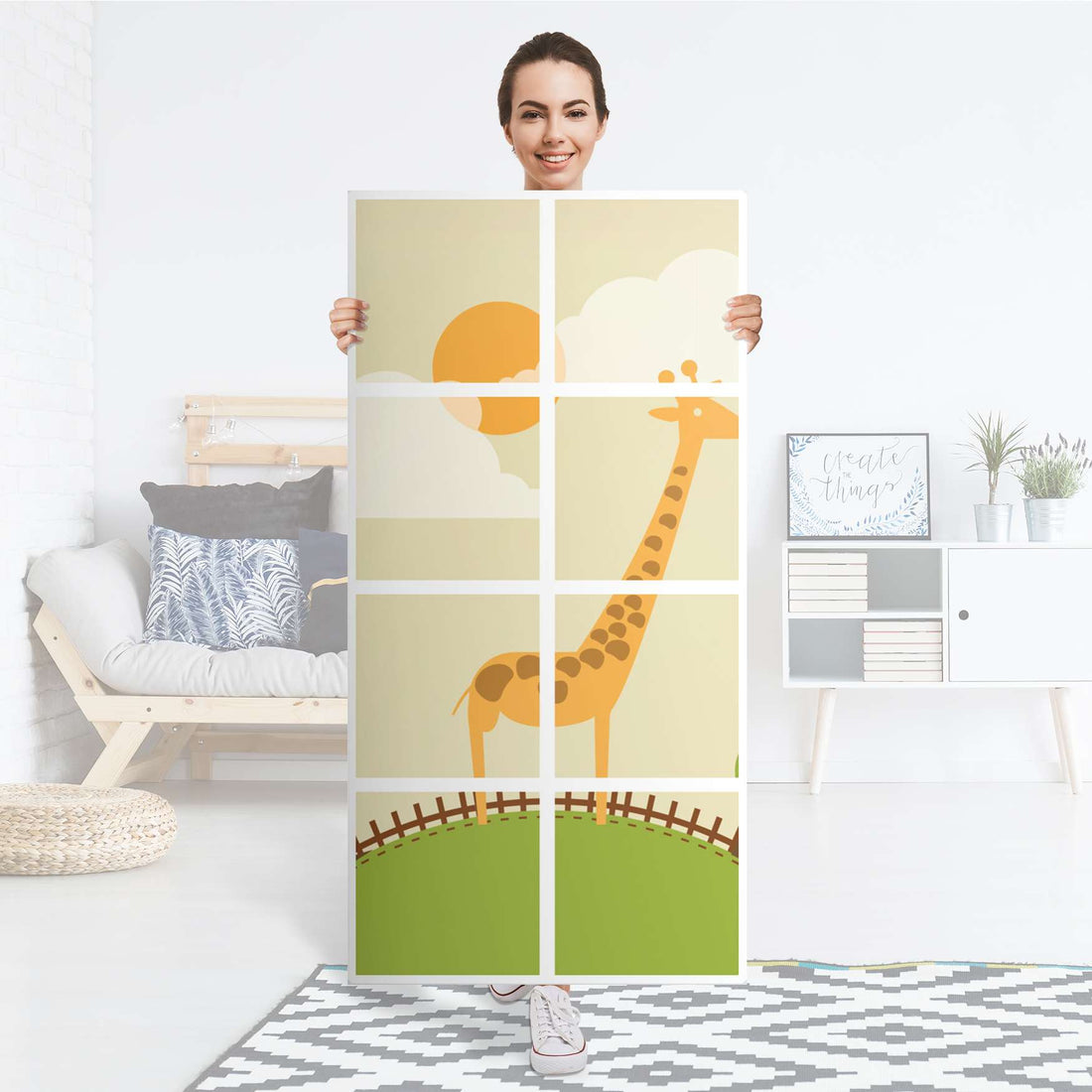 Folie für Möbel Mountain Giraffe - IKEA Kallax Regal 8 Türen - Folie