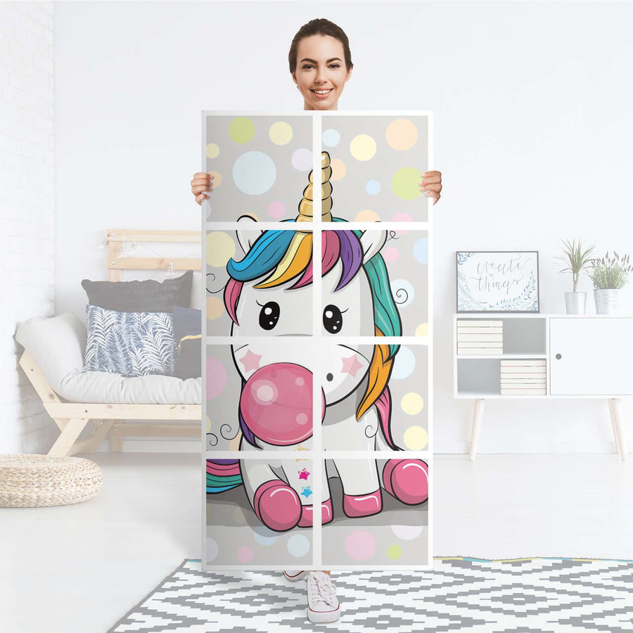 Folie für Möbel Rainbow das Einhorn - IKEA Kallax Regal 8 Türen - Folie