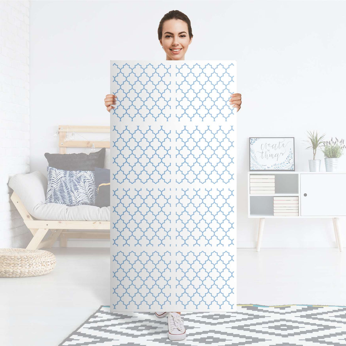 Folie für Möbel Retro Pattern - Blau - IKEA Kallax Regal 8 Türen - Folie