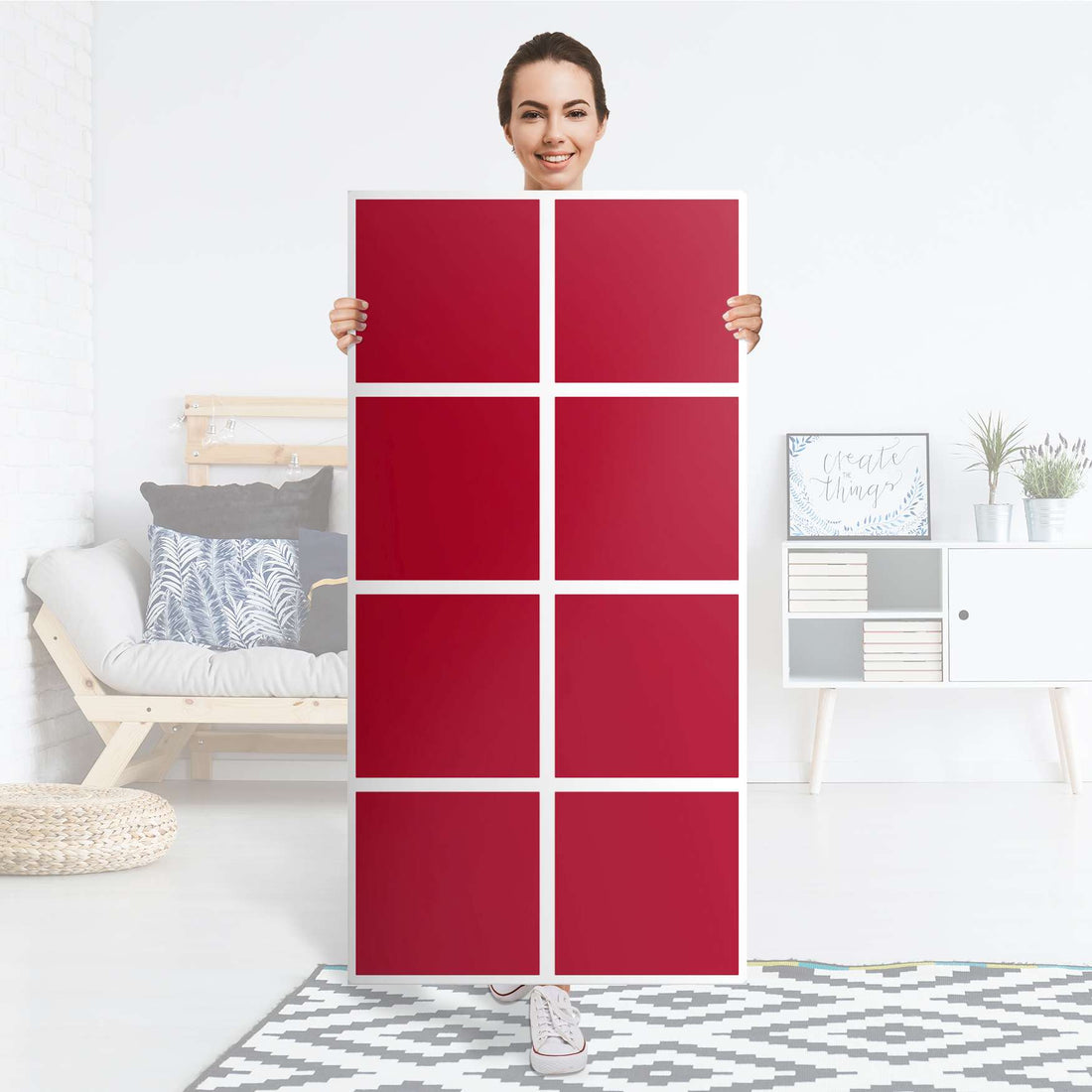 Folie für Möbel Rot Dark - IKEA Kallax Regal 8 Türen - Folie