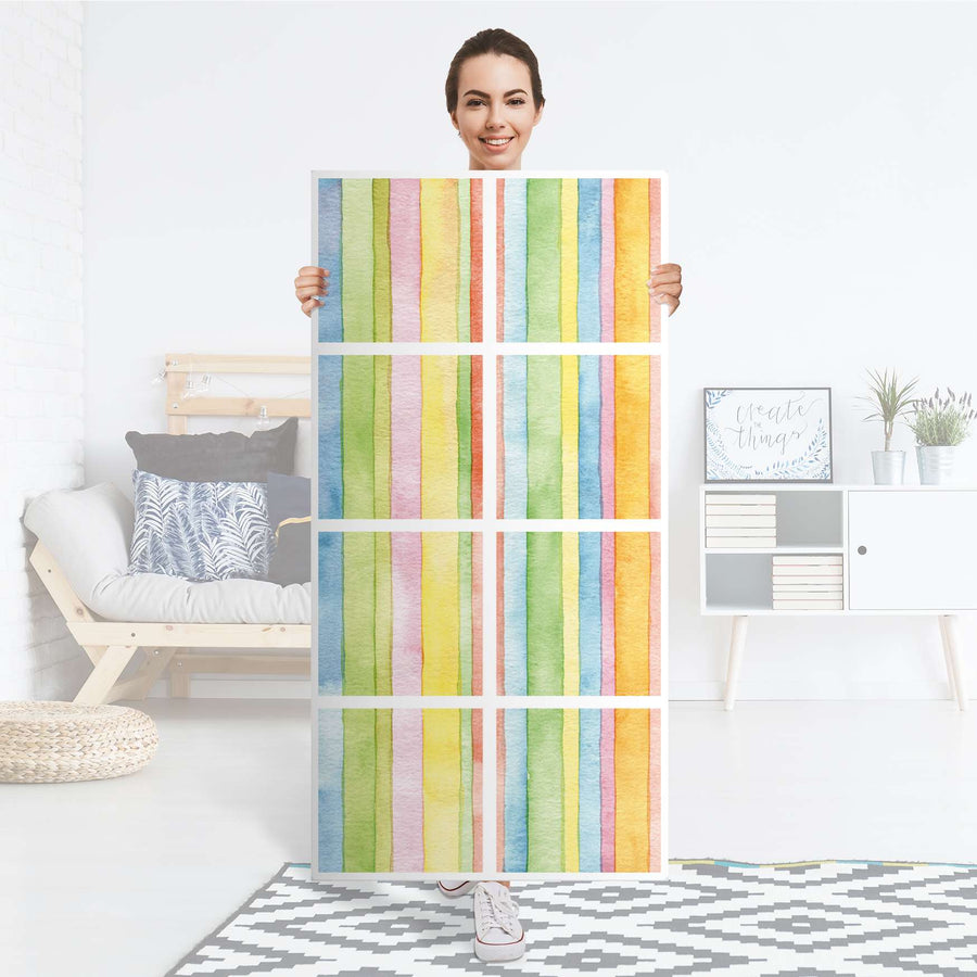 Folie für Möbel Watercolor Stripes - IKEA Kallax Regal 8 Türen - Folie