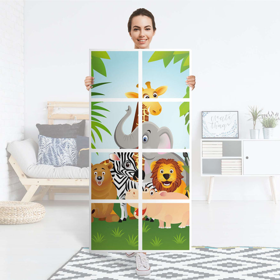 Folie für Möbel Wild Animals - IKEA Kallax Regal 8 Türen - Folie