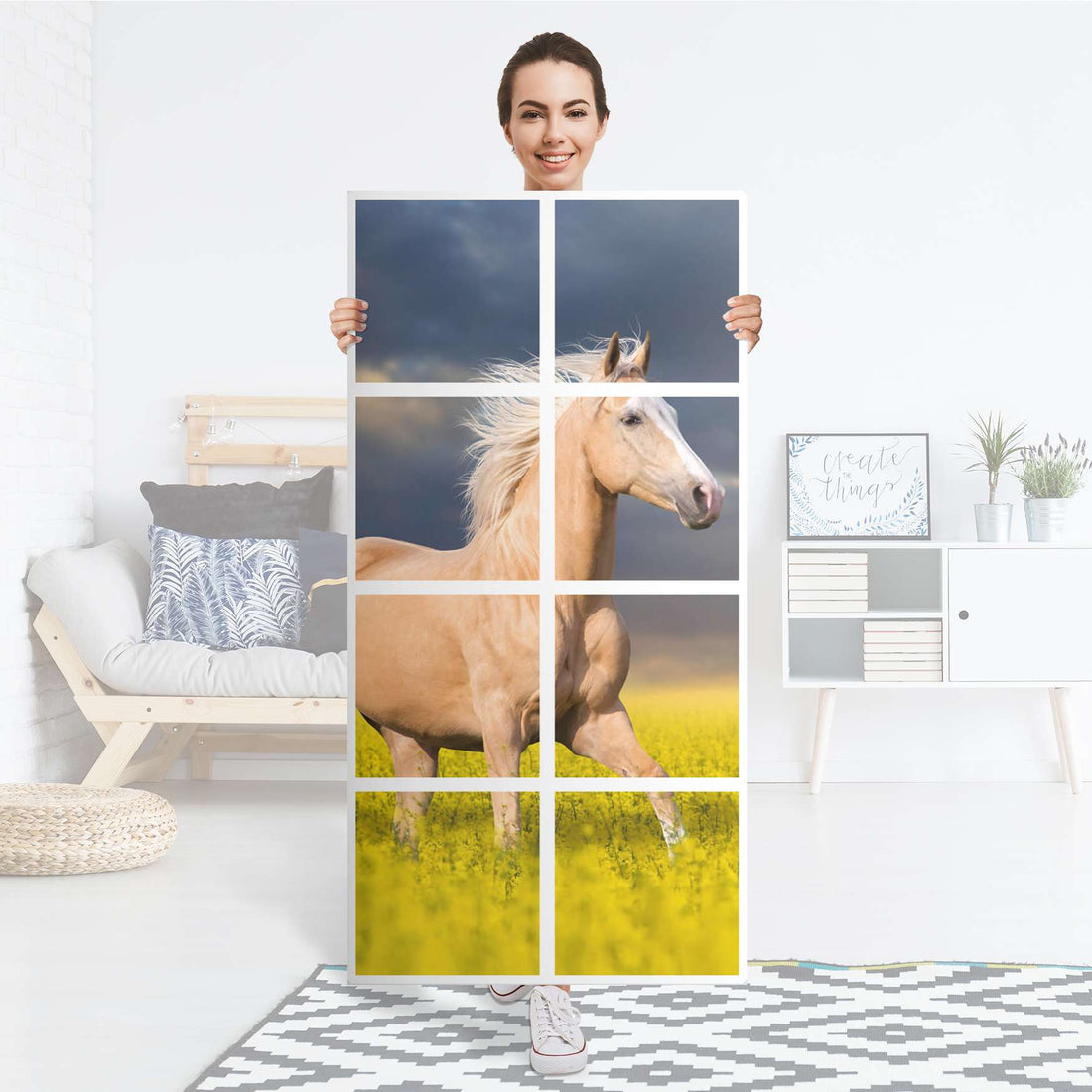 Folie für Möbel Wildpferd - IKEA Kallax Regal 8 Türen - Folie