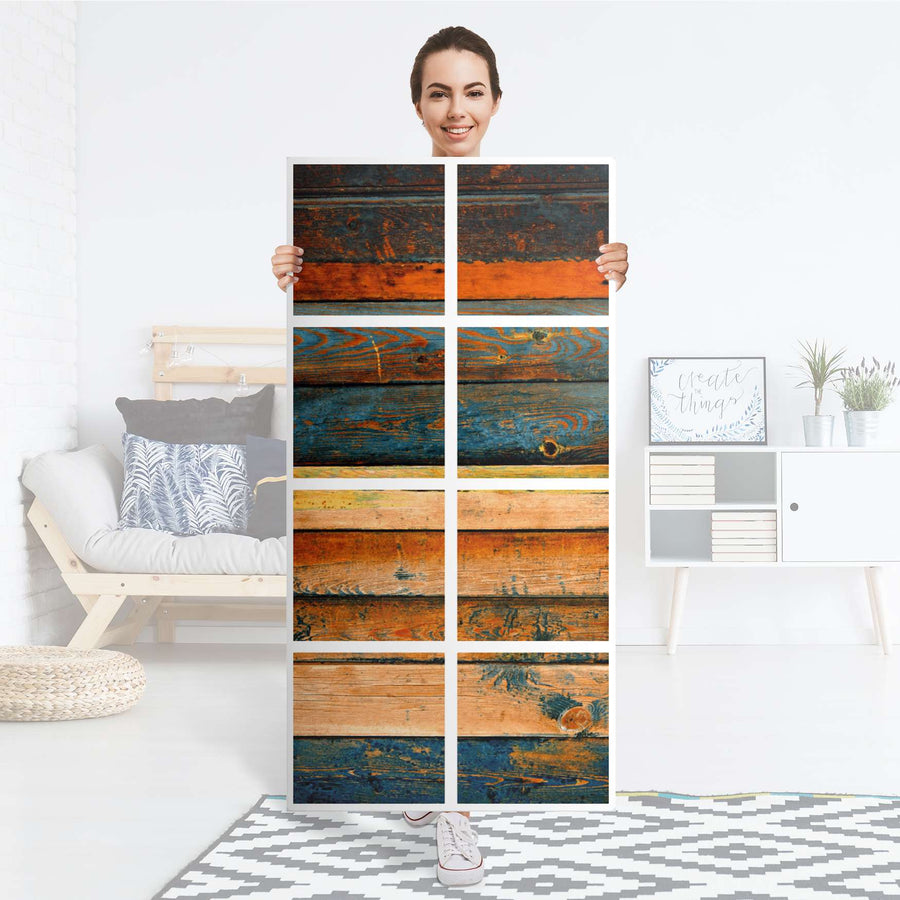 Folie für Möbel Wooden - IKEA Kallax Regal 8 Türen - Folie