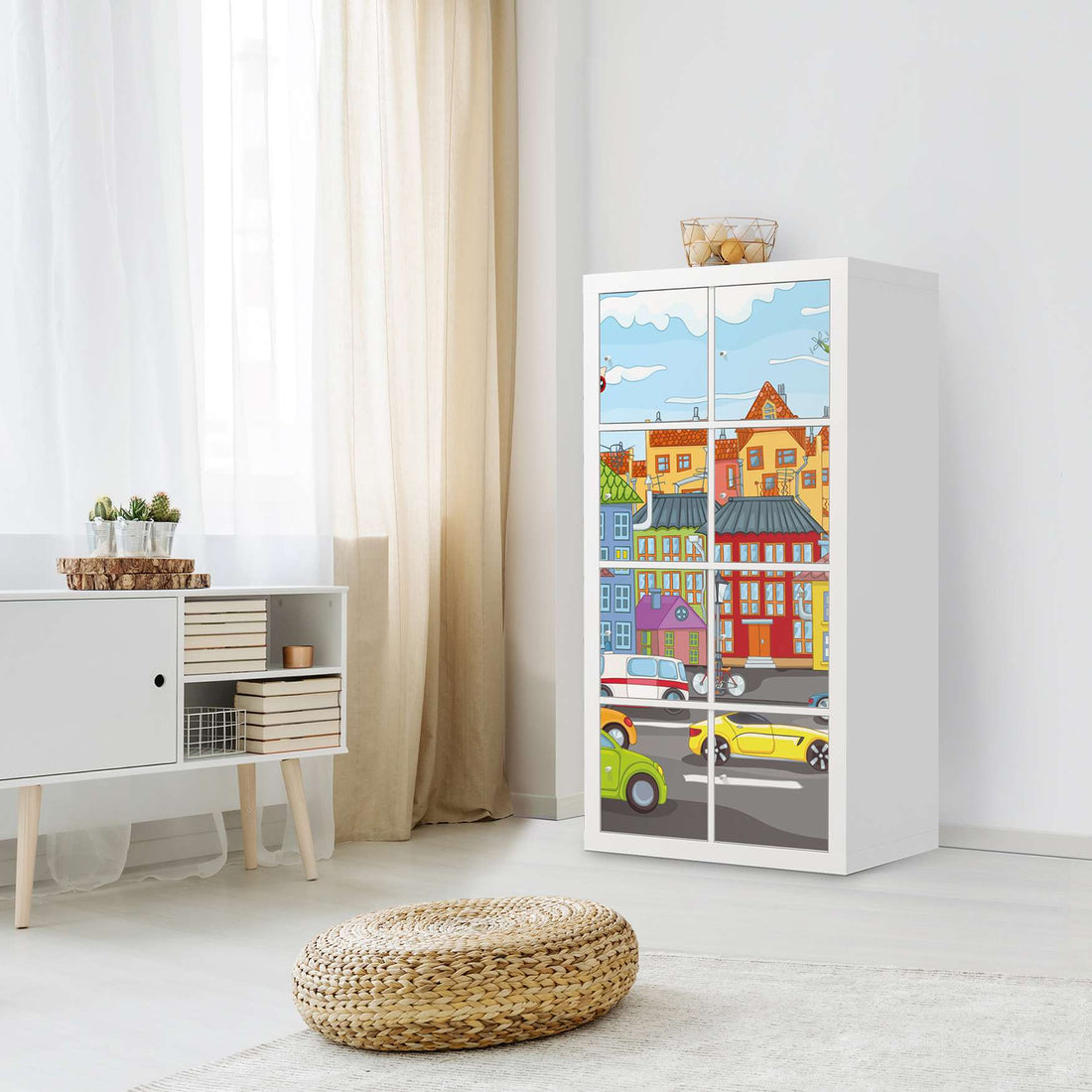 Folie für Möbel City Life - IKEA Kallax Regal 8 Türen - Kinderzimmer