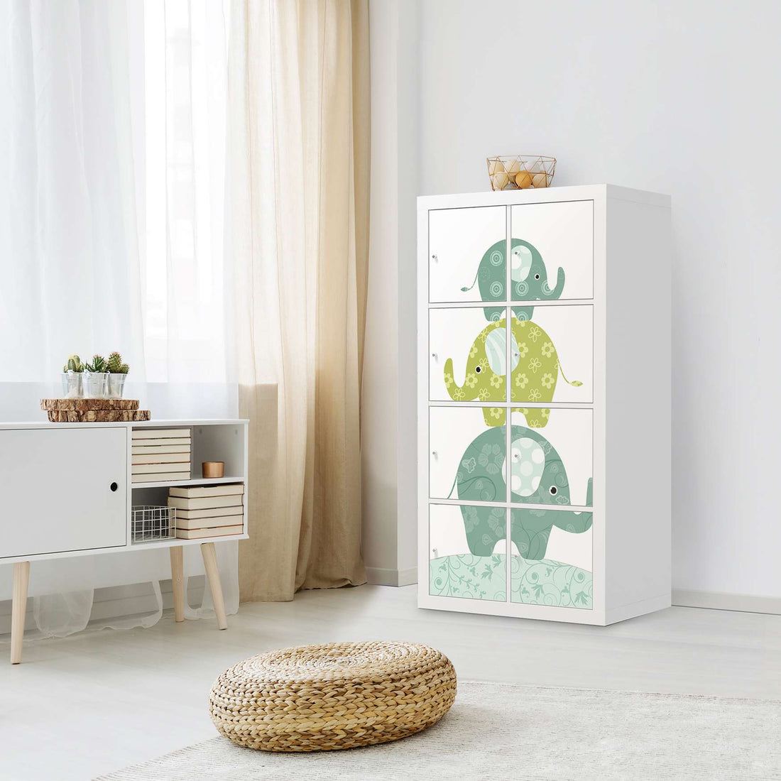 Folie für Möbel Elephants - IKEA Kallax Regal 8 Türen - Kinderzimmer