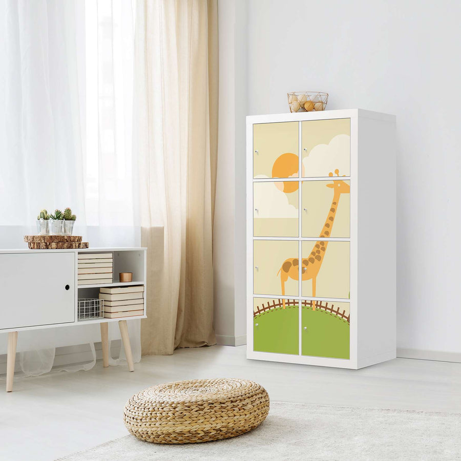 Folie für Möbel Mountain Giraffe - IKEA Kallax Regal 8 Türen - Kinderzimmer