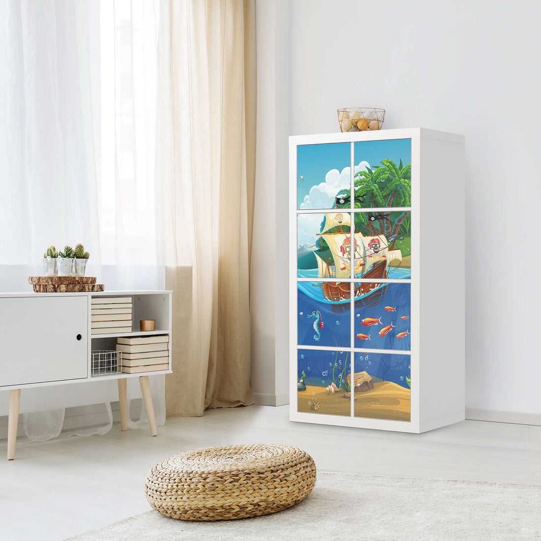 Folie für Möbel Pirates - IKEA Kallax Regal 8 Türen - Kinderzimmer