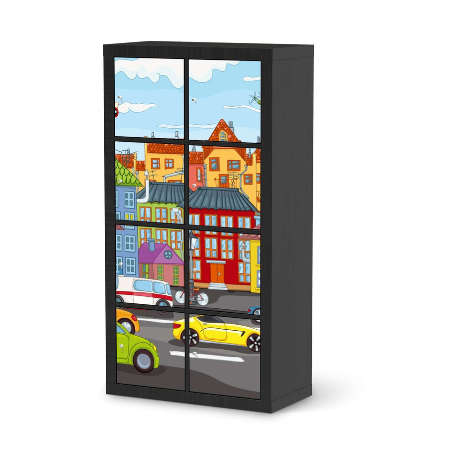 Folie für Möbel City Life - IKEA Kallax Regal 8 Türen - schwarz