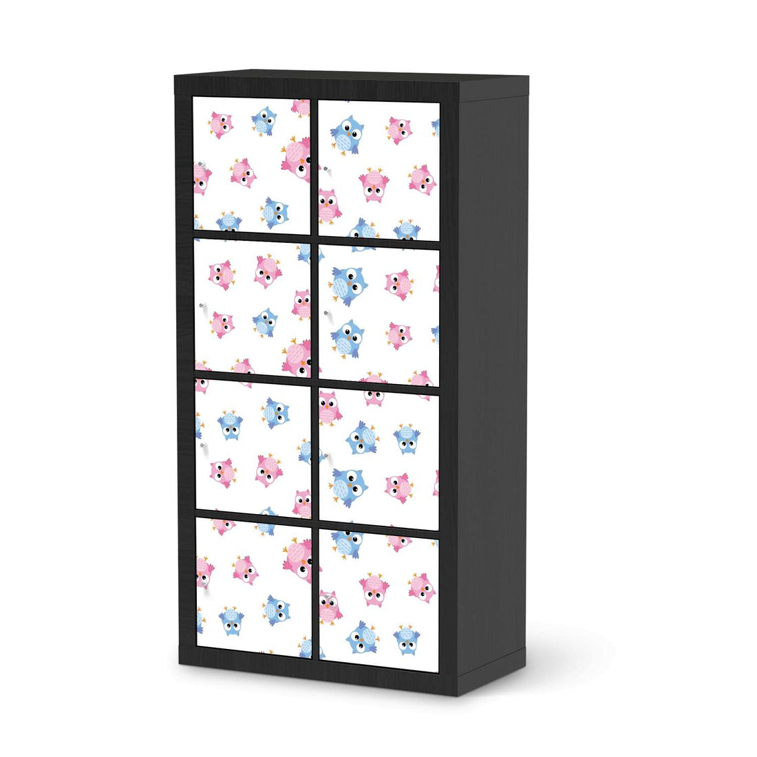 Folie für Möbel Eulenparty - IKEA Kallax Regal 8 Türen - schwarz
