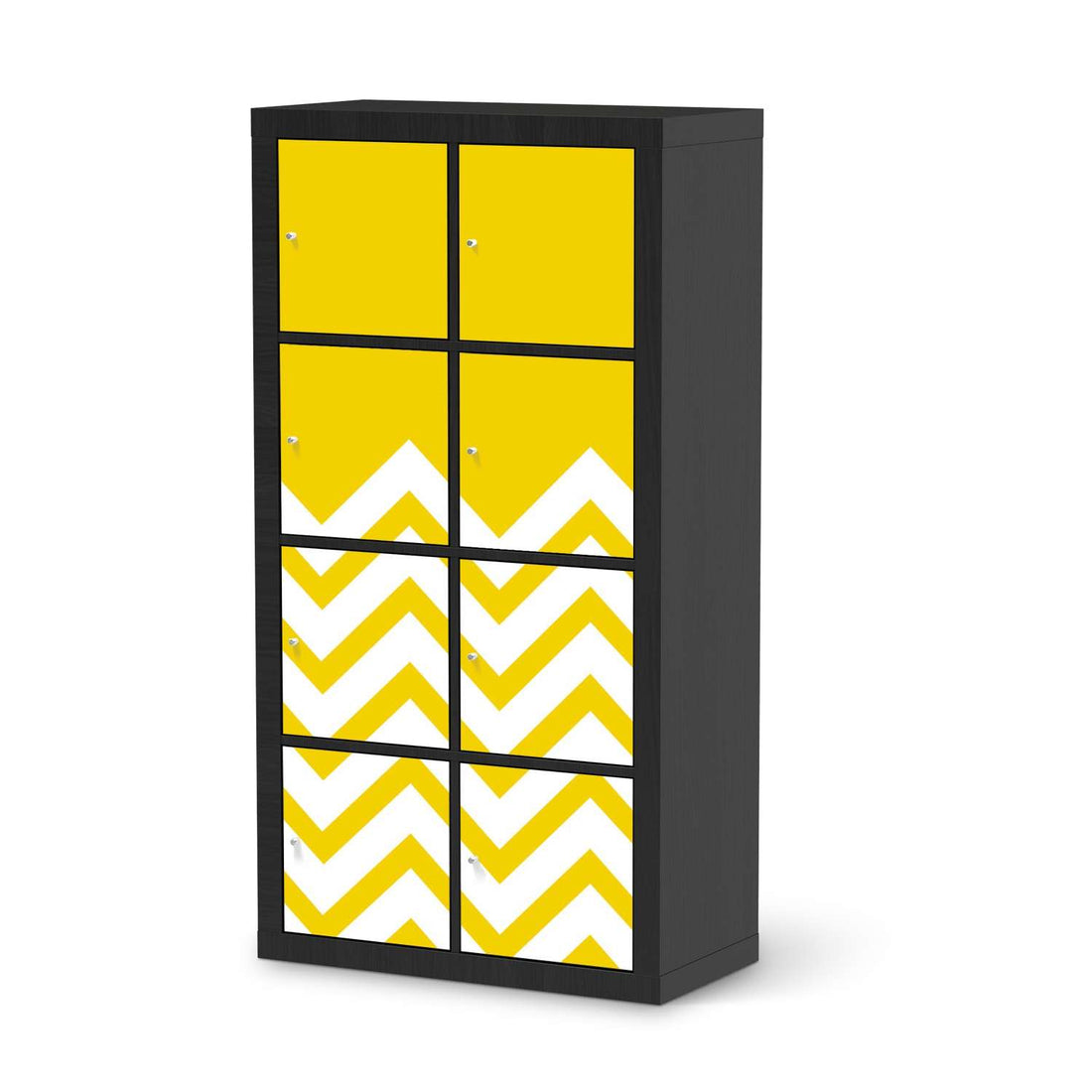 Folie für Möbel Gelbe Zacken - IKEA Kallax Regal 8 Türen - schwarz