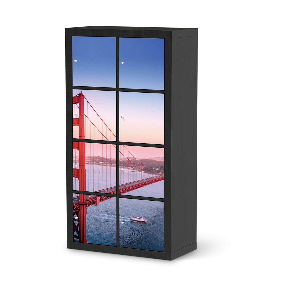 Folie für Möbel Golden Gate - IKEA Kallax Regal 8 Türen - schwarz