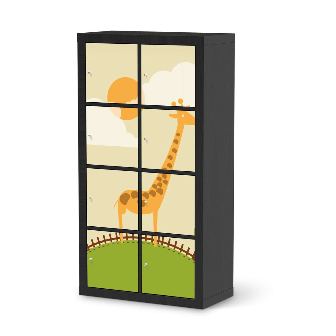 Folie für Möbel Mountain Giraffe - IKEA Kallax Regal 8 Türen - schwarz