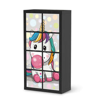 Folie für Möbel Rainbow das Einhorn - IKEA Kallax Regal 8 Türen - schwarz
