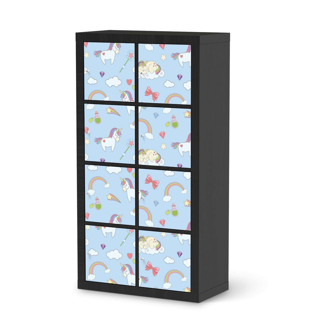 Folie für Möbel Rainbow Unicorn - IKEA Kallax Regal 8 Türen - schwarz