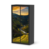 Folie für Möbel Reisterrassen - IKEA Kallax Regal 8 Türen - schwarz