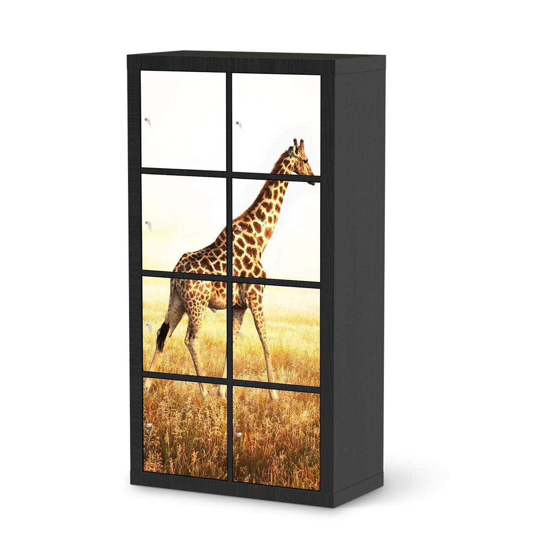 Folie für Möbel Savanna Giraffe - IKEA Kallax Regal 8 Türen - schwarz