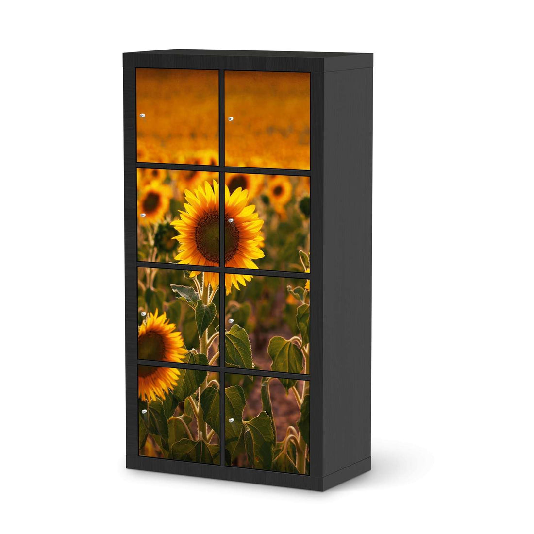 Folie für Möbel Sunflowers - IKEA Kallax Regal 8 Türen - schwarz