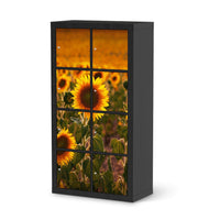 Folie für Möbel Sunflowers - IKEA Kallax Regal 8 Türen - schwarz