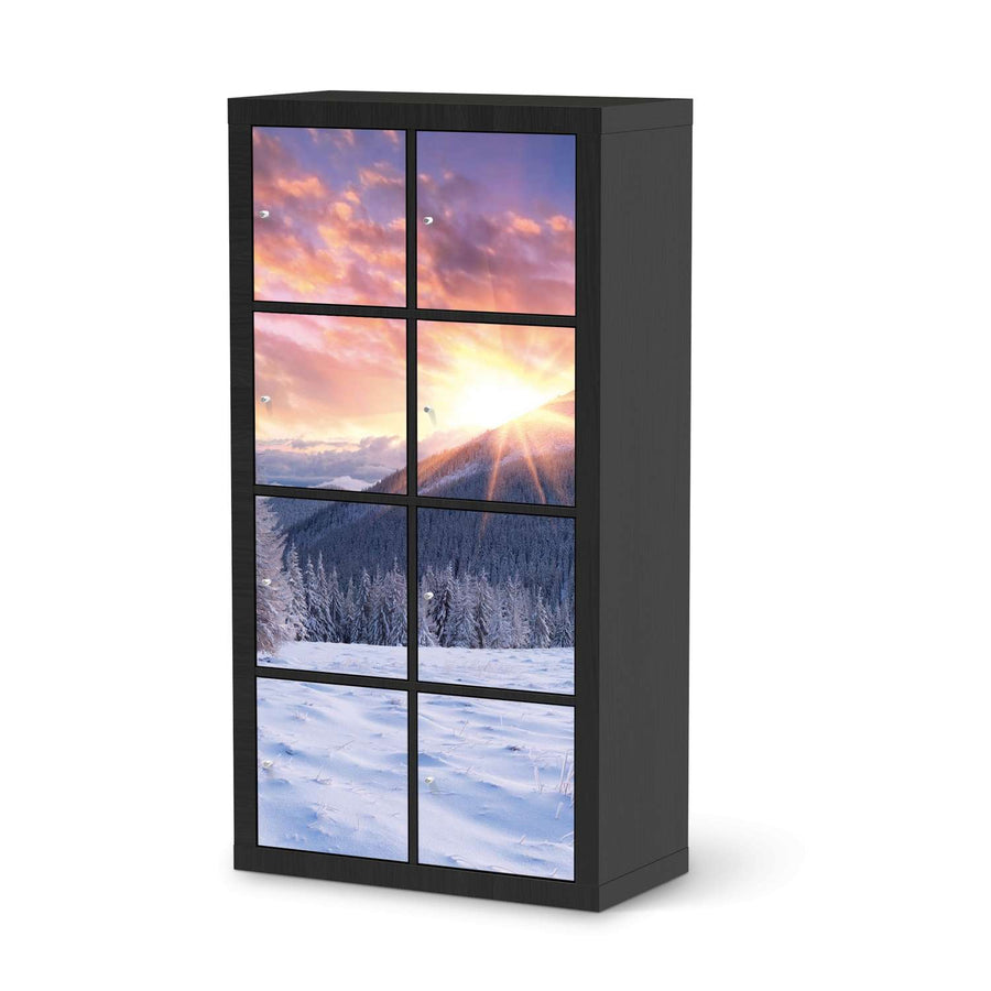 Folie für Möbel Zauberhafte Winterlandschaft - IKEA Kallax Regal 8 Türen - schwarz
