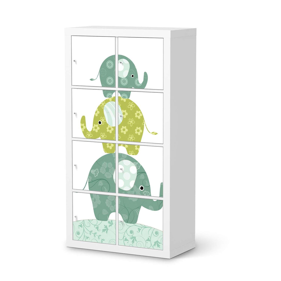 Folie für Möbel Elephants - IKEA Kallax Regal 8 Türen  - weiss