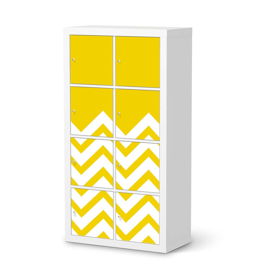 Folie für Möbel Gelbe Zacken - IKEA Kallax Regal 8 Türen  - weiss
