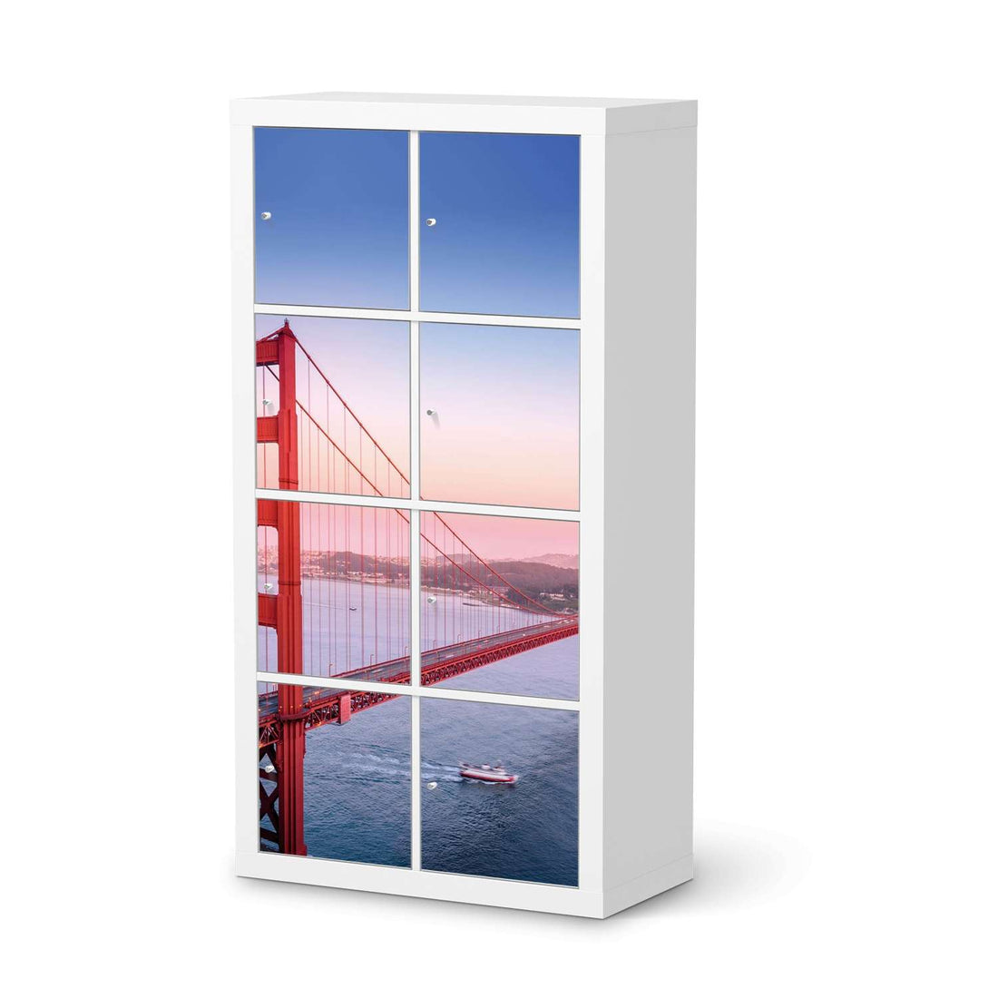 Folie für Möbel Golden Gate - IKEA Kallax Regal 8 Türen  - weiss